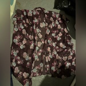 Burgundy Floral American Eagle Kimono Size Medium